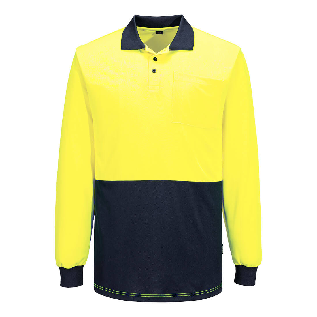 Portwest Hi-Vis Contrast Class D Polo Shirt L/S in Yellow/Navy
