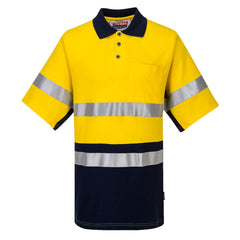 Portwest Short Sleeve Cotton Pique Polo with Tape in Yellow/Navy