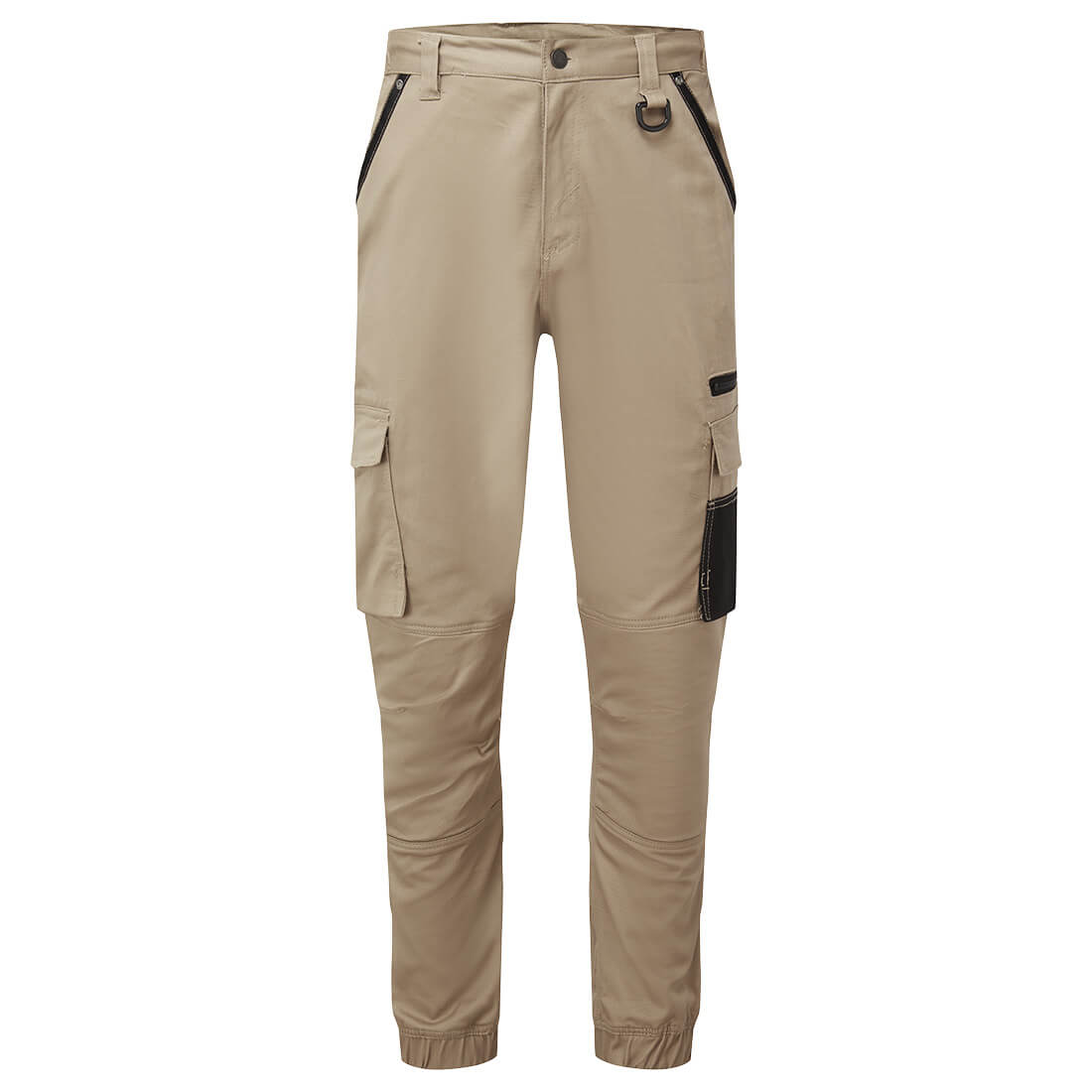 Portwest KX3 Stretch Slim Fit Cuffed Work Pants in Sand