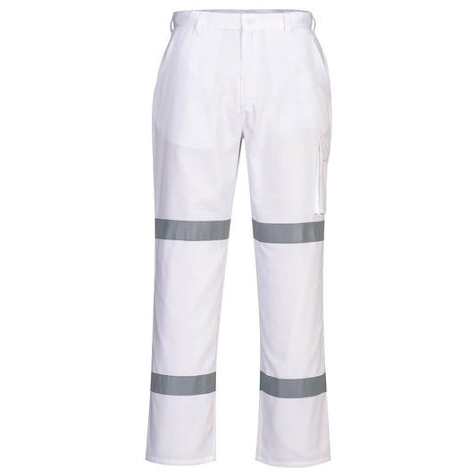Portwest Taped Night Cotton Drill Pants in White