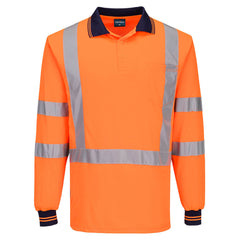 Portwest Hi-Vis X Back Polo Shirt L/S in Orange