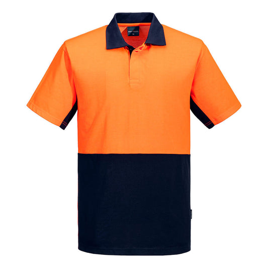 Portwest Hi-Vis Contrast Class D Polo Shirt S/S in Orange/Navy