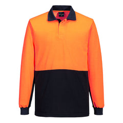Portwest Hi-Vis Contrast Class D Polo Shirt L/S in Orange/Navy