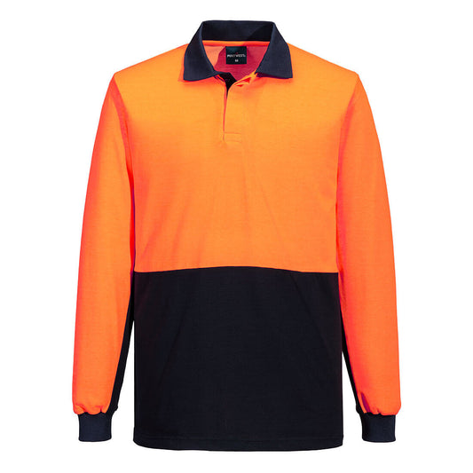 Portwest Hi-Vis Contrast Class D Polo Shirt L/S in Orange/Navy