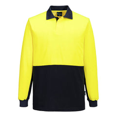 Portwest Hi-Vis Contrast Class D Polo Shirt L/S in Yellow/Navy