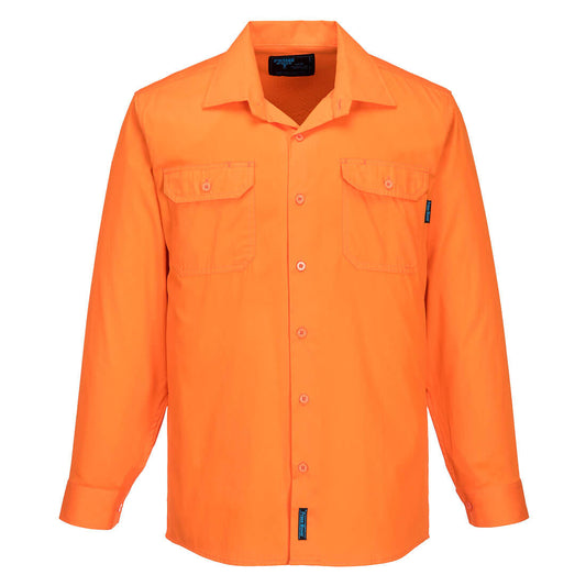 Portwest Hi-Vis Lightweight Long Sleeve Shirt in Orange