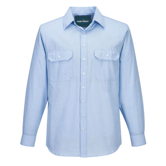 Portwest Sydney Shirt, Long Sleeve, Light Weight in Blue