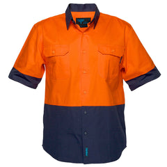Portwest Hi-Vis Two Tone Regular Weight Short Sleeve Shirt in Orange/Navy