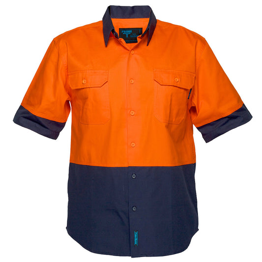 Portwest Hi-Vis Two Tone Regular Weight Short Sleeve Shirt in Orange/Navy