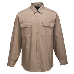 Portwest Adelaide Shirt, Long Sleeve, Regular Weight in Khaki