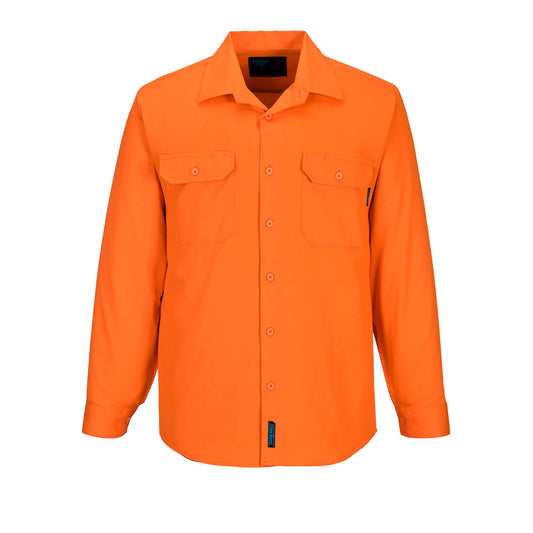 Portwest Hi-Vis Regular Weight Long Sleeve Shirt in Orange