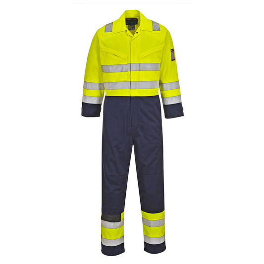 Portwest Modaflame Work Hi-Vis FR Coverall in Yellow/Navy