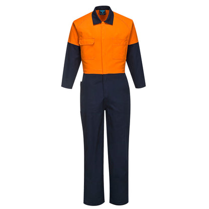 Portwest Hi-Vis Contrast Class D Coverall in Orange/Navy