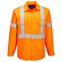 Portwest Hi-Vis Lightweight X Back Shirt L/S in Orange