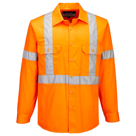 Portwest Hi-Vis Lightweight X Back Shirt L/S in Orange