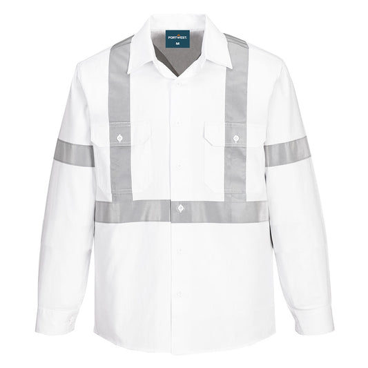 Portwest Hi-Vis X Back Class N Shirt L/S in White