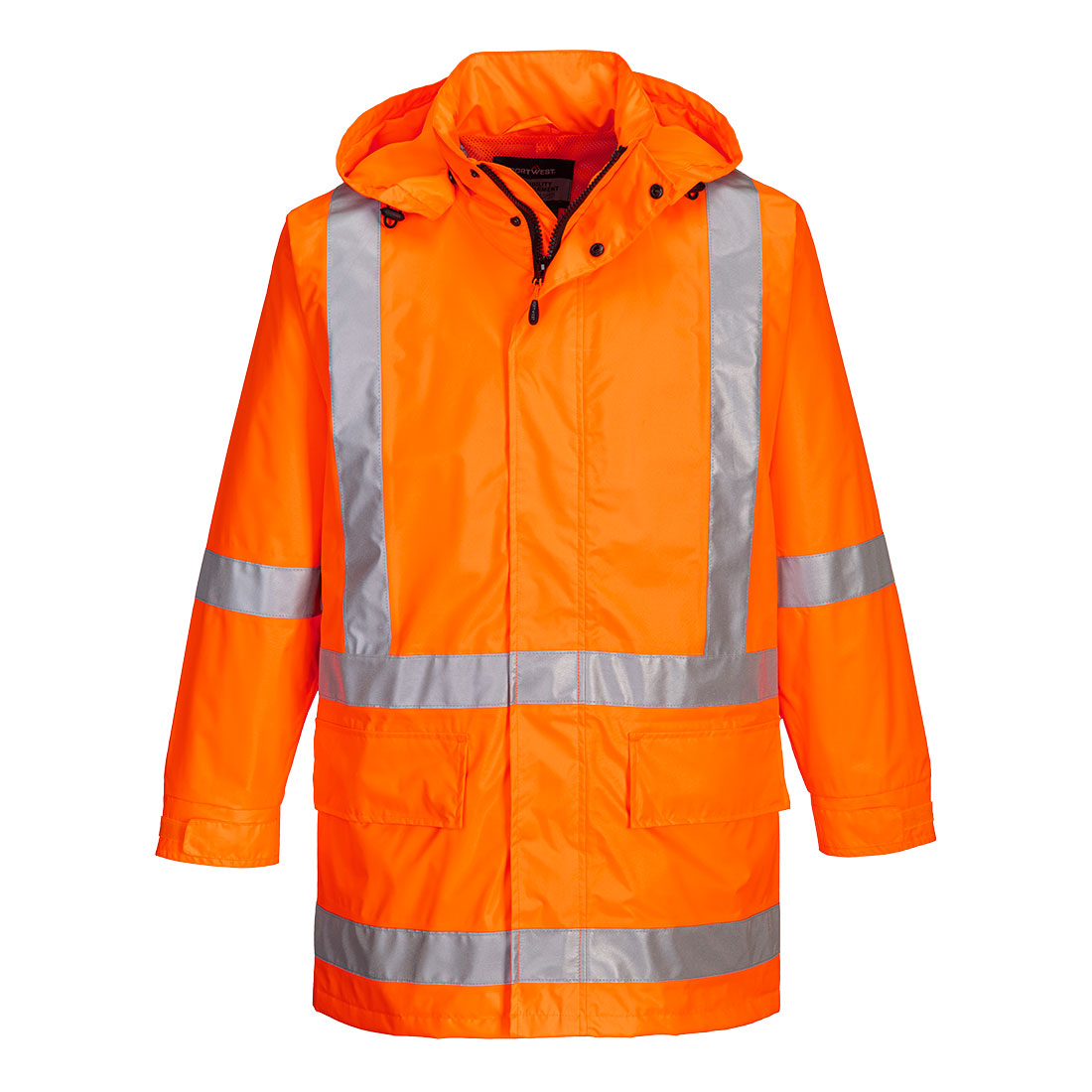 Portwest Max Hi-Vis X Back Rain Traffic Jacket in Orange