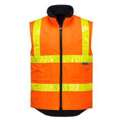 Portwest Hi-Vis Polar Fleece Lined Vic Roads Reversible Vest in Orange
