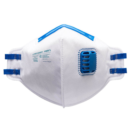 Portwest FFP2 Valved Dust Mist Fold Flat Respirator (Pk20) in White