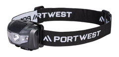 Portwest USB Rechargeable Head Torch in Black