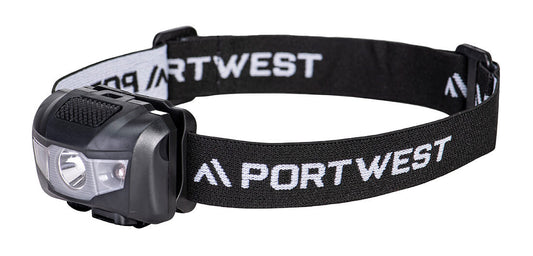 Portwest USB Rechargeable Head Torch in Black