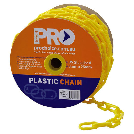 Pro Choice Safety Gear Plastic Safety Chain Yellow 8mm X 25M