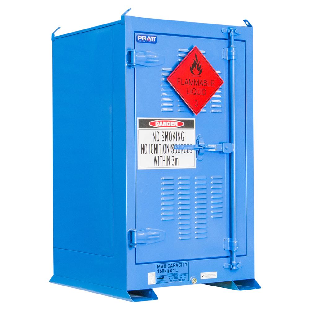Pratt Safety Dangerous Goods Outdoor Storage Cabinet:160L - 1 Door - 2 Shelves