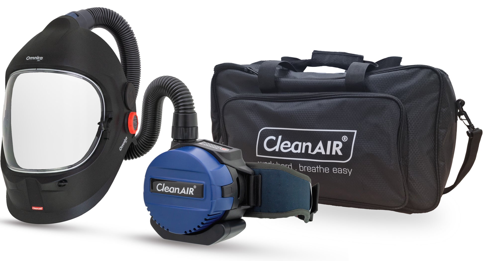 CleanAIR R813100 Omnira Face Shield & Basic PAPR Kit with duffel bag