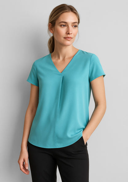 BizCorporate RB967LS Womens Kayla V-Neck Pleat Blouse