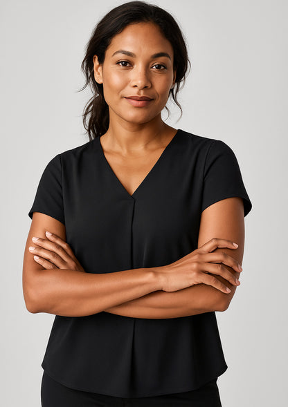 BizCorporate RB967LS Womens Kayla V-Neck Pleat Blouse