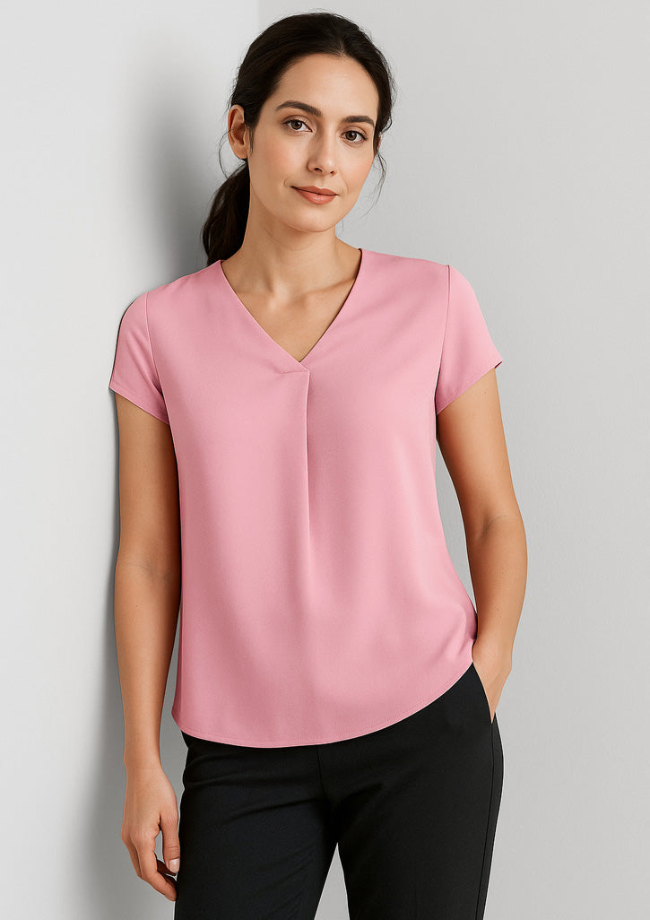 BizCorporate RB967LS Womens Kayla V-Neck Pleat Blouse