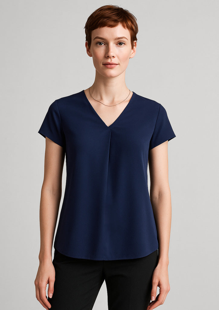 BizCorporate RB967LS Womens Kayla V-Neck Pleat Blouse