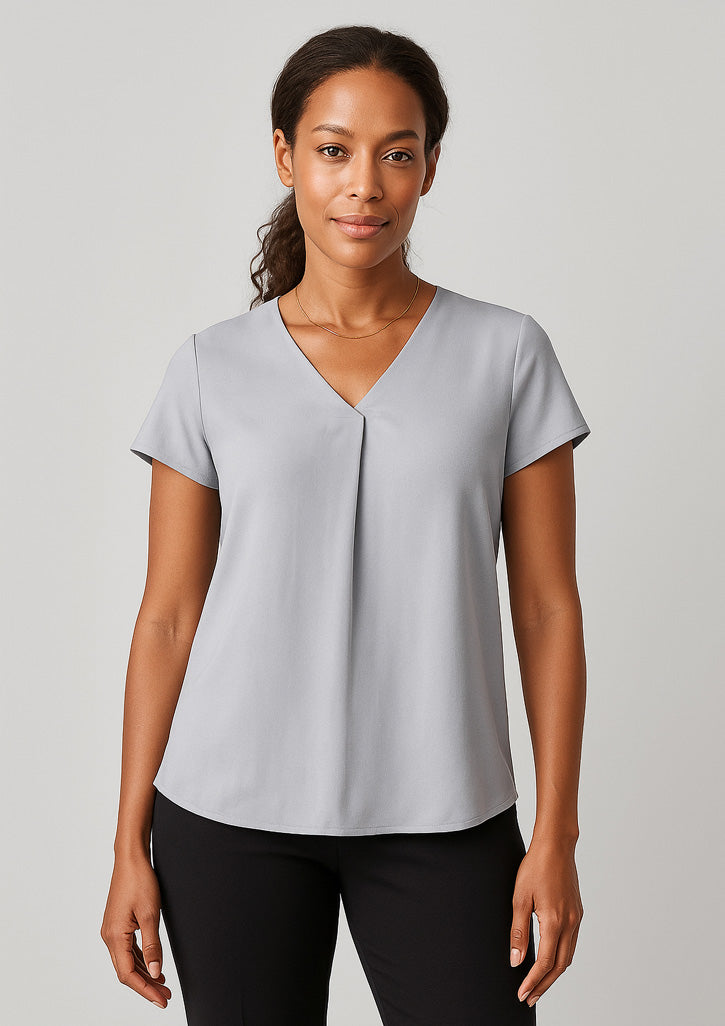 BizCorporate RB967LS Womens Kayla V-Neck Pleat Blouse