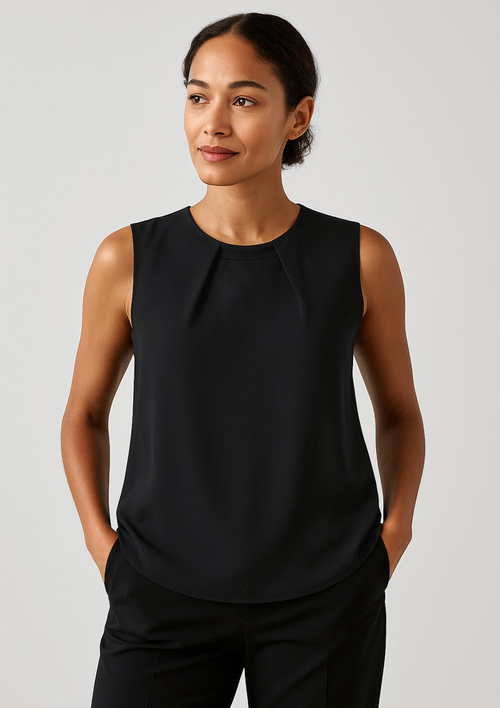 BizCorporate RB973LN Womens Estelle Sleeveless Pleat Detail Blouse