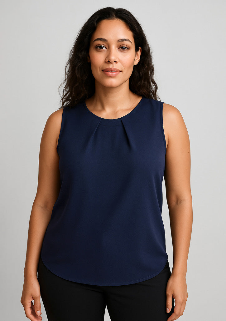 BizCorporate RB973LN Womens Estelle Sleeveless Pleat Detail Blouse