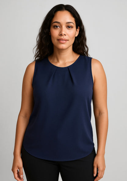 BizCorporate RB973LN Womens Estelle Sleeveless Pleat Detail Blouse
