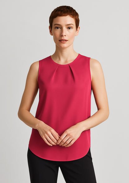 BizCorporate RB973LN Womens Estelle Sleeveless Pleat Detail Blouse