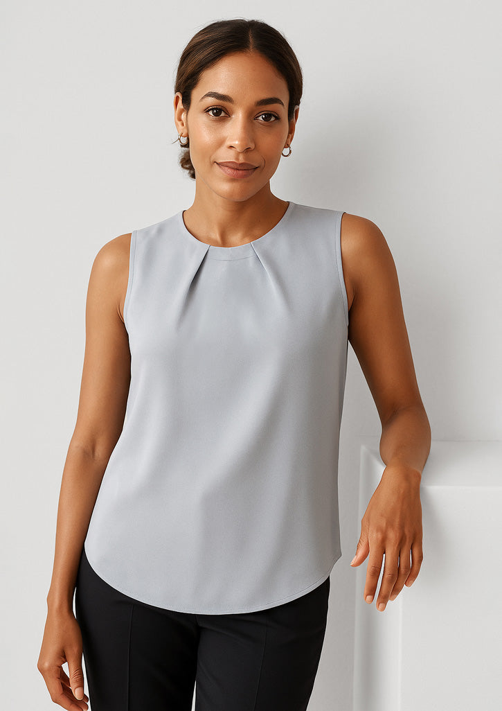 BizCorporate RB973LN Womens Estelle Sleeveless Pleat Detail Blouse