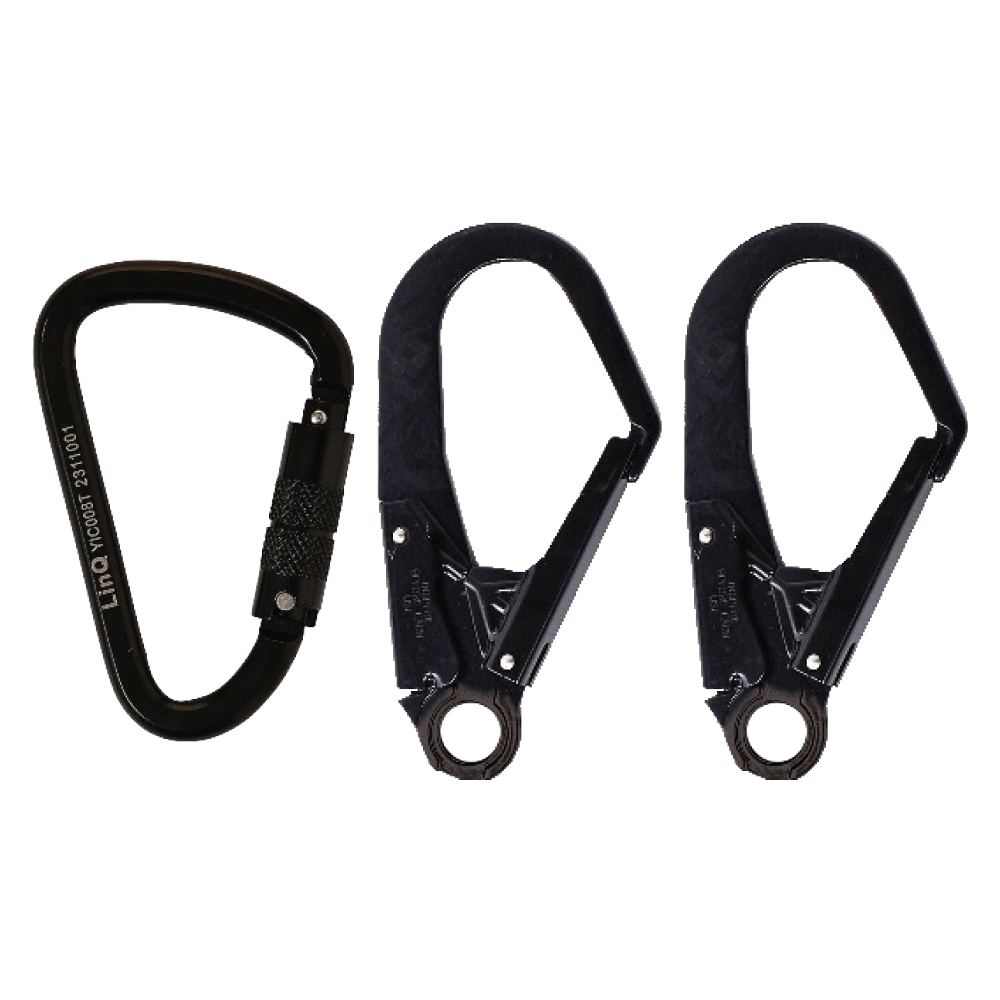 LINQ Height Safety Double Leg Kernmantle 2M Shock Absorb Rope Lanyard With Hardware KT & SD