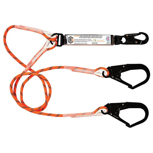 LINQ Height Safety Double Leg Kernmantle 2M Shock Absorb Rope Lanyard With Hardware SN & SD X2