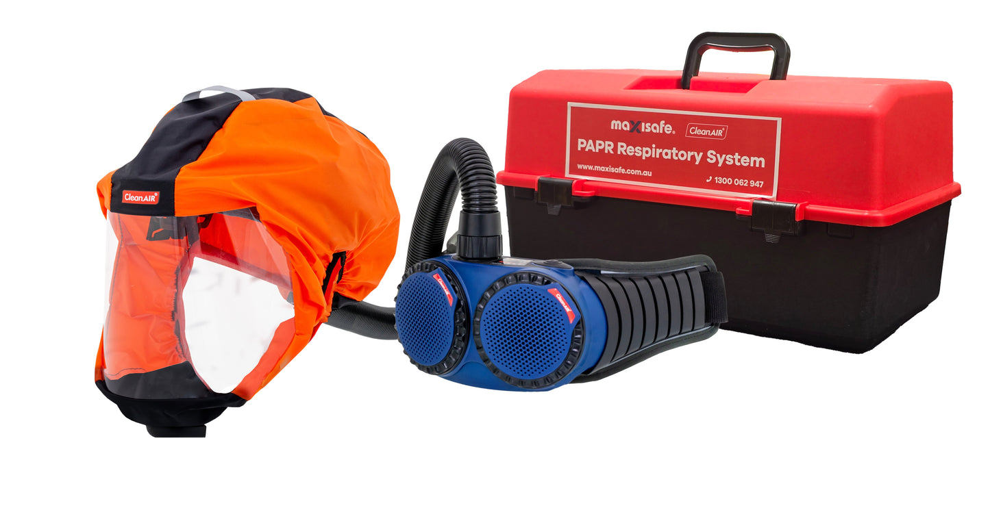 CleanAIR RSH1135 Short Hood with AerGo PAPR and storage container