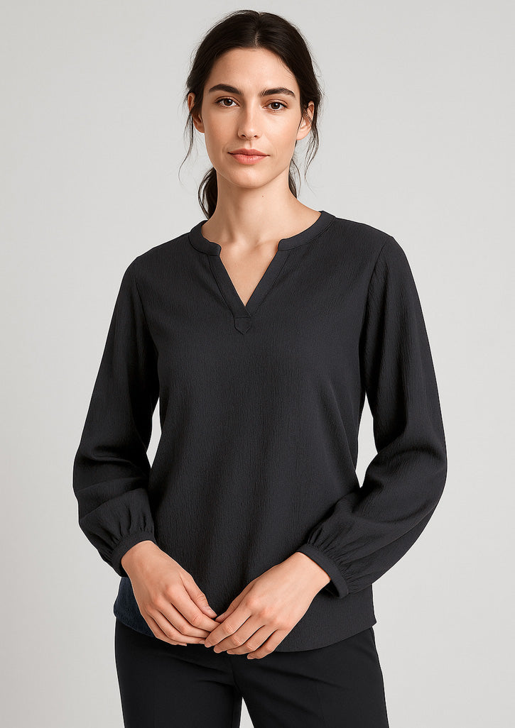 BizCorporate RU568LL Womens Ruche Long Sleeve Blouse
