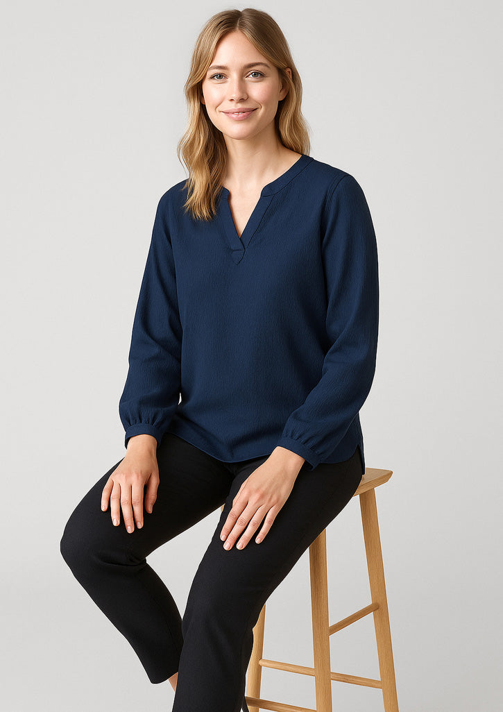 BizCorporate RU568LL Womens Ruche Long Sleeve Blouse