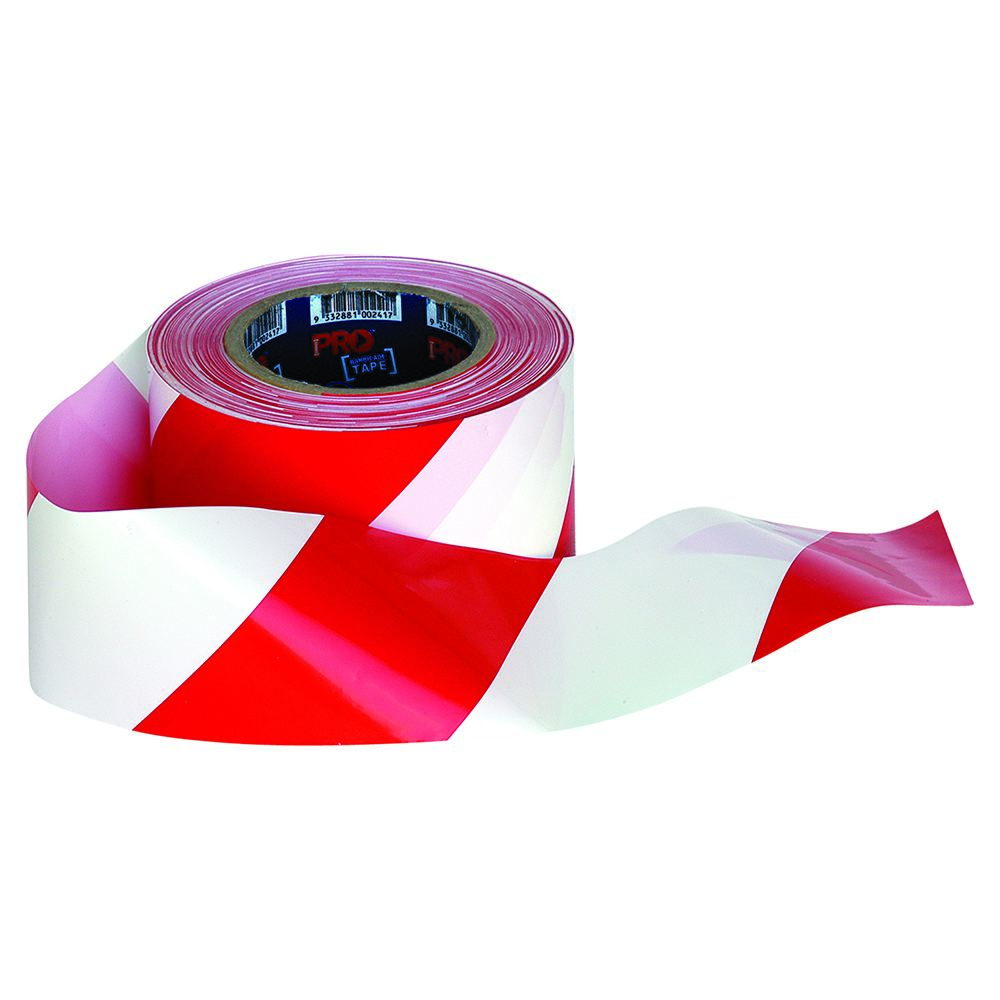 Pro Choice Safety Gear Barricade Tape - 100M X 75mm Red & White