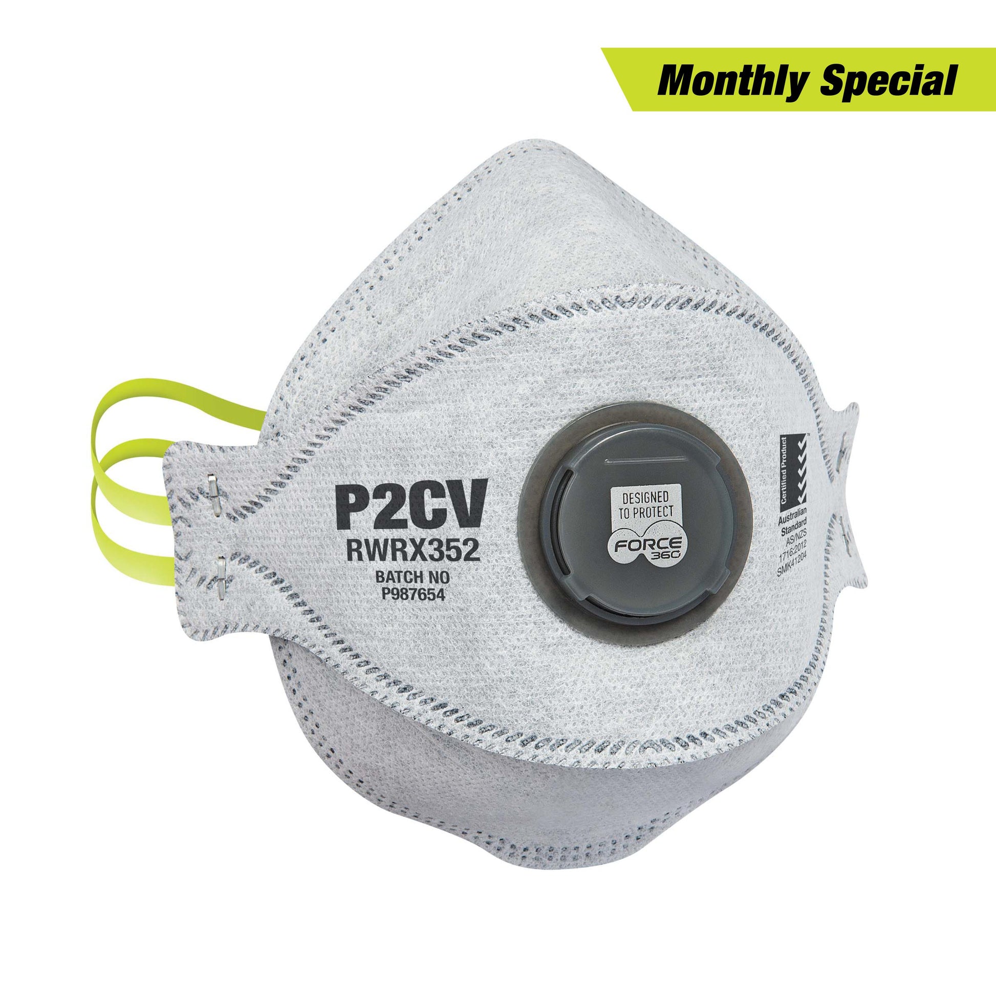Force360 Force360 P2 Flat Fold Carbon Valved Disposable Respirator (10 per box)