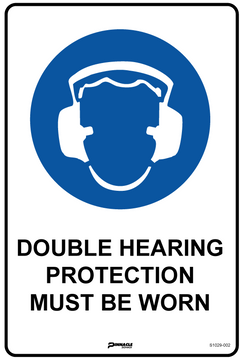 Double Hearing Protection Must Be Worn Sign - Safety Sign