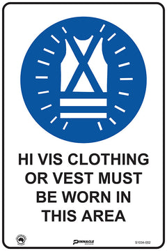 Hi Vis Clothing Or Vest Must be Worn In This Area Sign - Safety Sign
