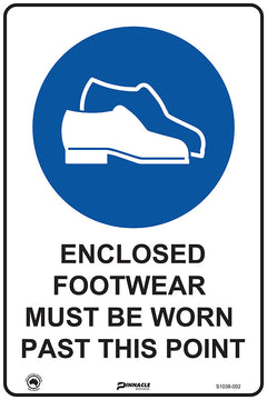 Enclosed Footwear Must Be Worn Past This Point Sign - Safety Sign