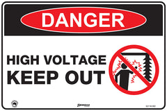 Danger High Voltage Keep Out + Symbol Sign - Safety Sign