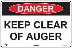Danger Keep Clear Of Auger Sign - Safety Sign